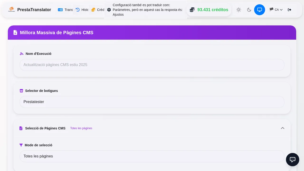 App Screenshot: Pàgines CMS Grid