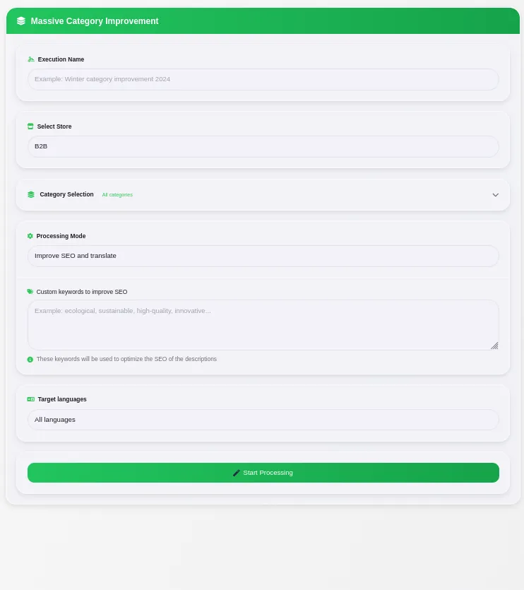 App Screenshot: Kategorije Grid