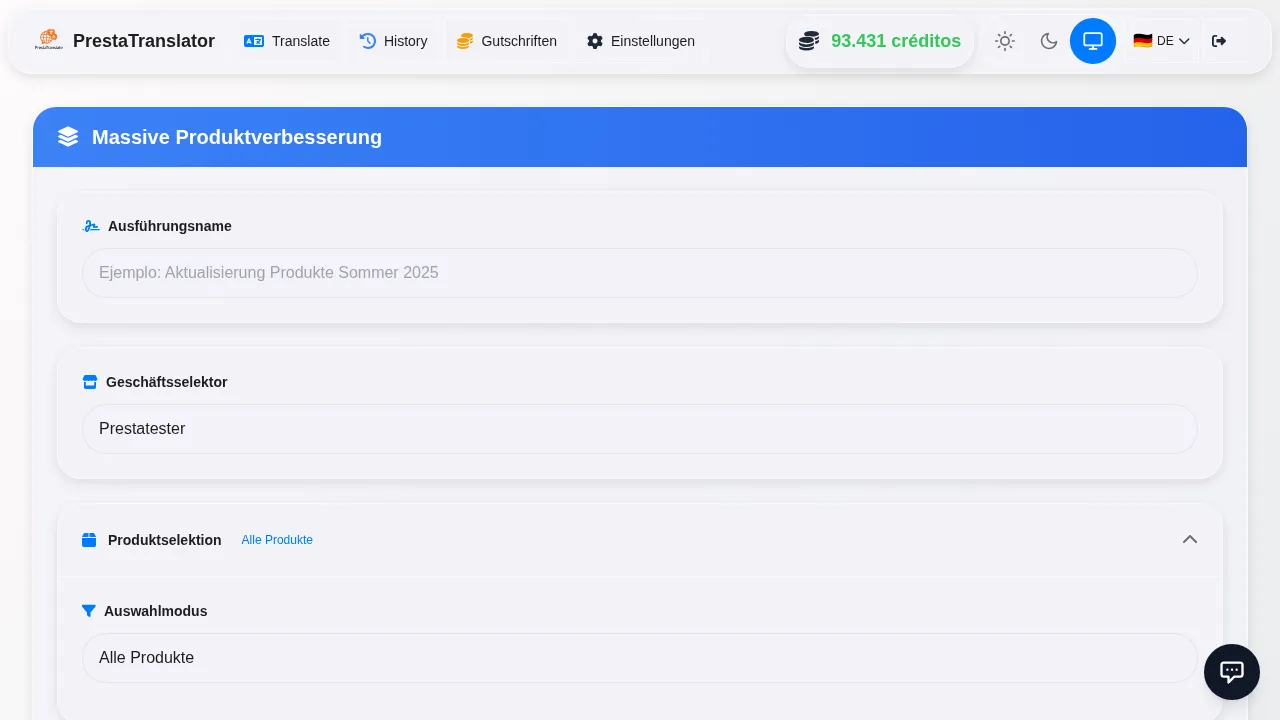 Produktübersetzung.